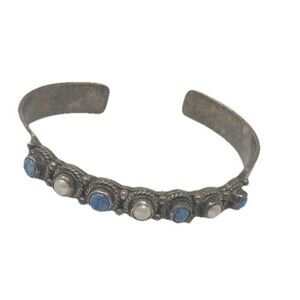 Vintage Sterling Silver 925 Navajo Stamped DALV Cuff Bracelet